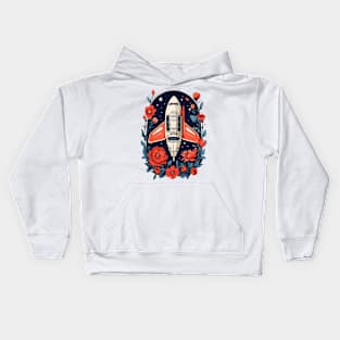 Floral Space Ship by Akbaly Kids Hoodie